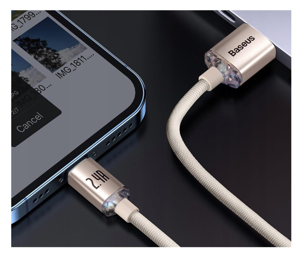 Baseus Kabel Lightning - USB-A Crystal Shine 2.4A 1.2m (różowy) - 1245563 - zdjęcie 3